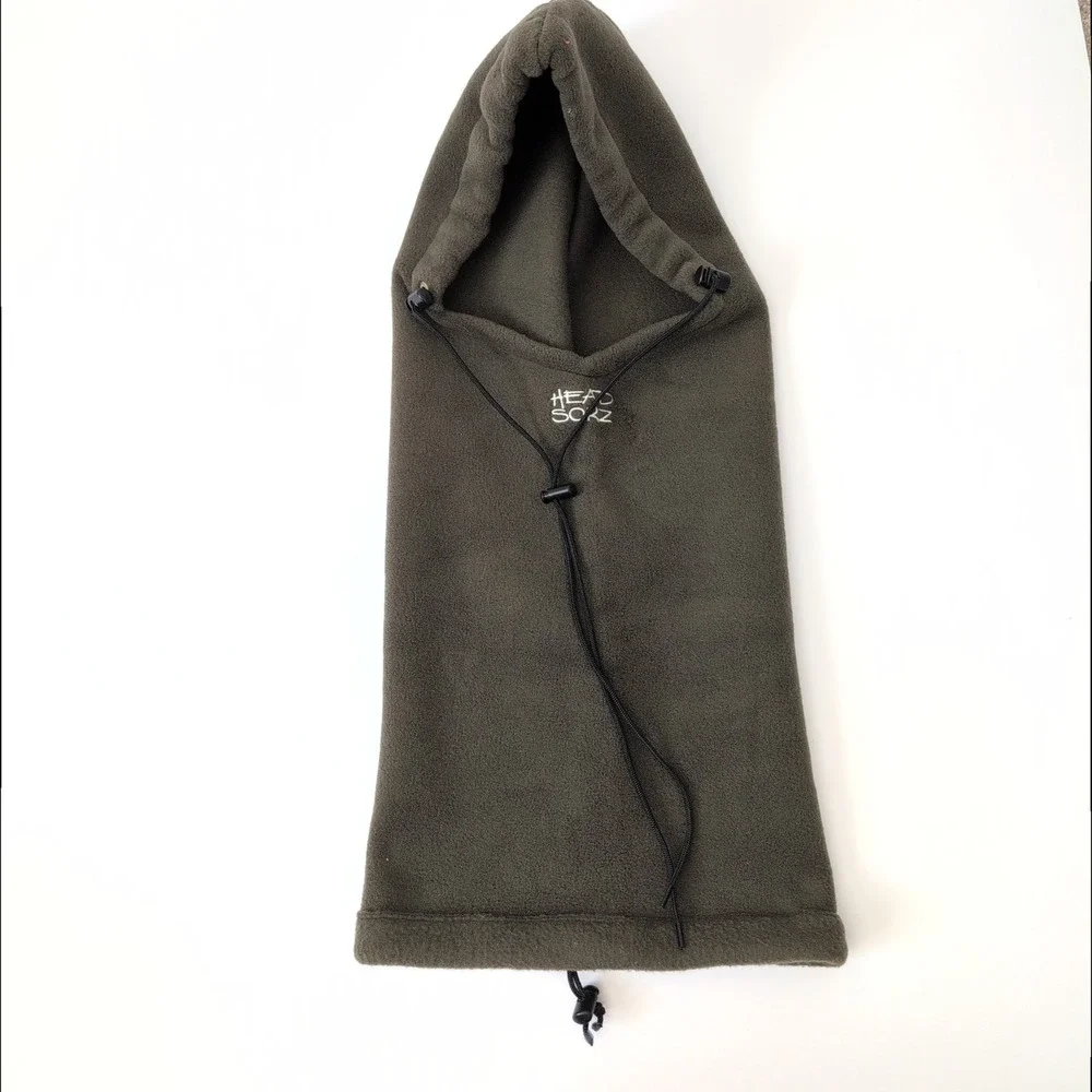 Head Sokz Fleece‎ Balaclava Hood Neck Warmer Olive Brown Made in USA VTG 90s Y2K